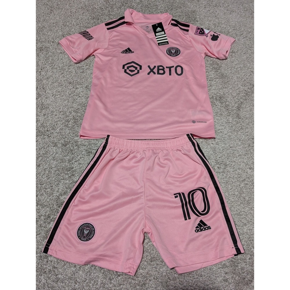 Adidas Soccer Jersey Set Kids 24 Pink Messi 10 Inter Miami CF Home Kit Shorts